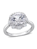 10K White Gold Lab-Created White Sapphire Halo Engagement Ring G815962