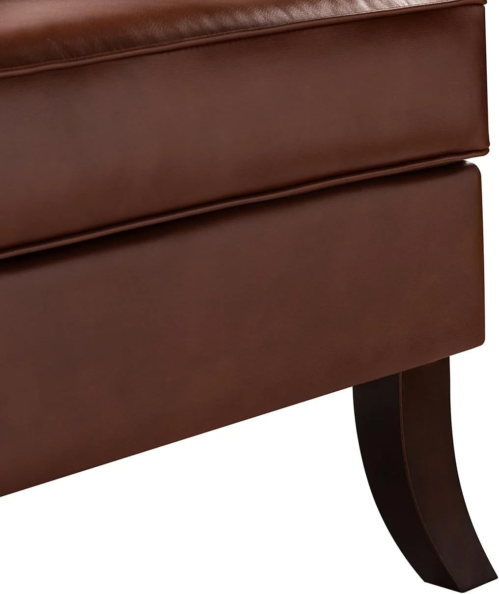 Brown Faux Leather Accent Chairs Set Of 2 With Nailhead Trim Wingback M9794