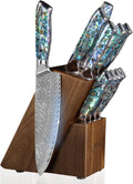11-Piece Damascus Knife Block Set with Abalone Shell Handle Japanese VG10 Steel Chef Knife V34408