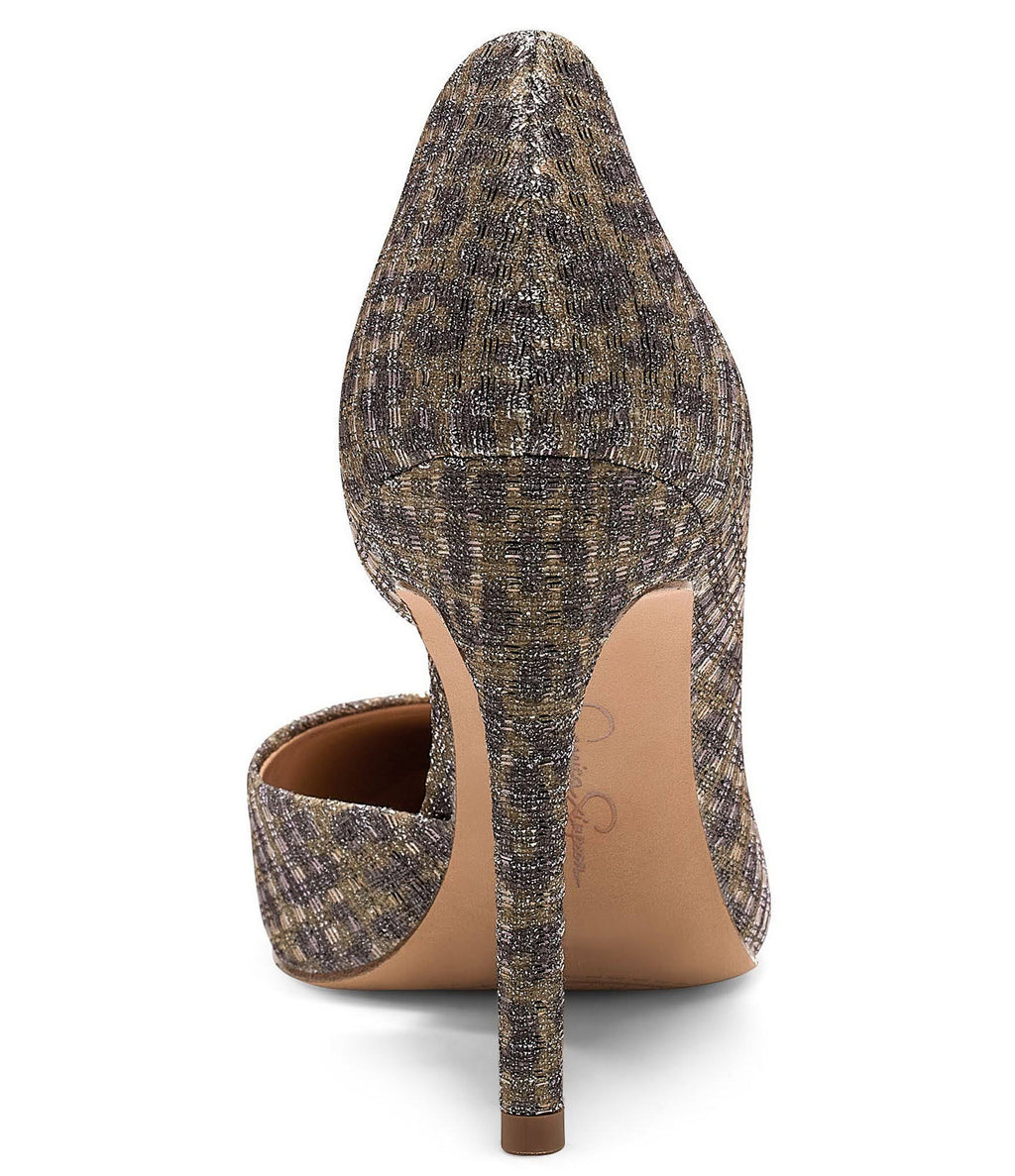 Metallic Leopard Print Pumps W232449