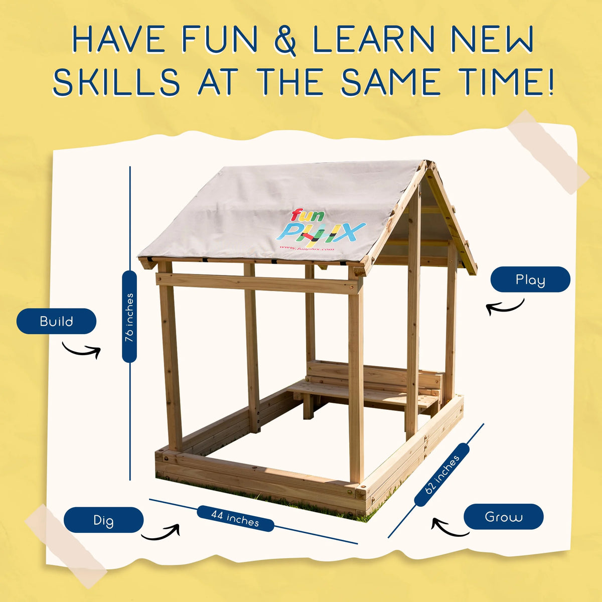 Kids Sandbox Outdoor Playset with Canopy, Bench, & Flower Planter H469174