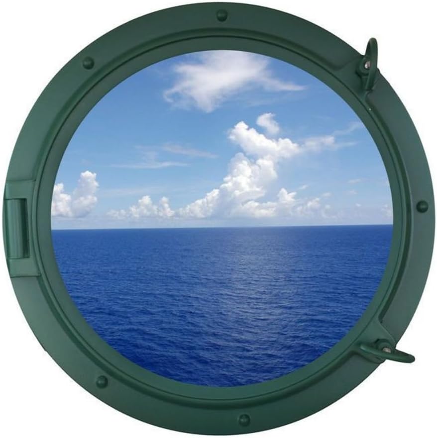 Seaworn Green Ship Porthole Window 24 J234