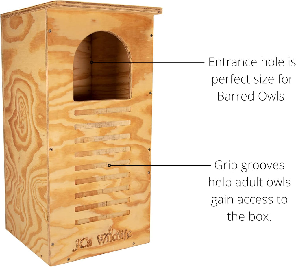 Barred Owl Nesting Box with Mounting Hardware and Pine Shavings U3504