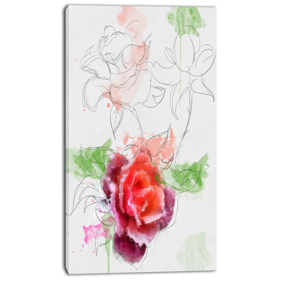 White Floral Canvas Artwork Print - 16 in. Wide x 32 in. High V226