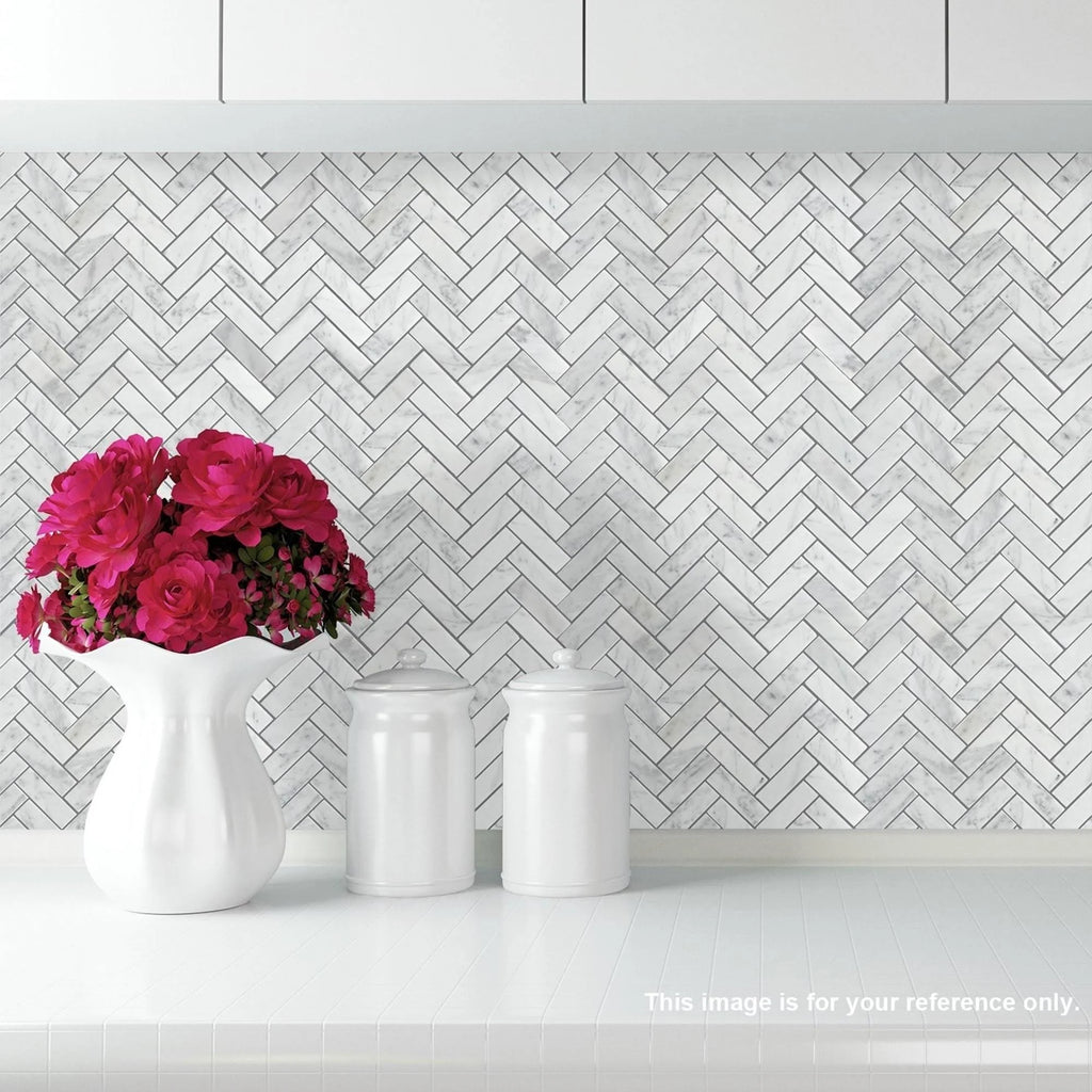Carrara Marble Mosaic Backsplash Tile, 20pc U8054