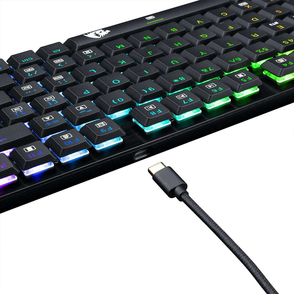 Wireless Bluetooth Mechanical Gaming Keyboard with RGB Backlit Blue Switches D17395