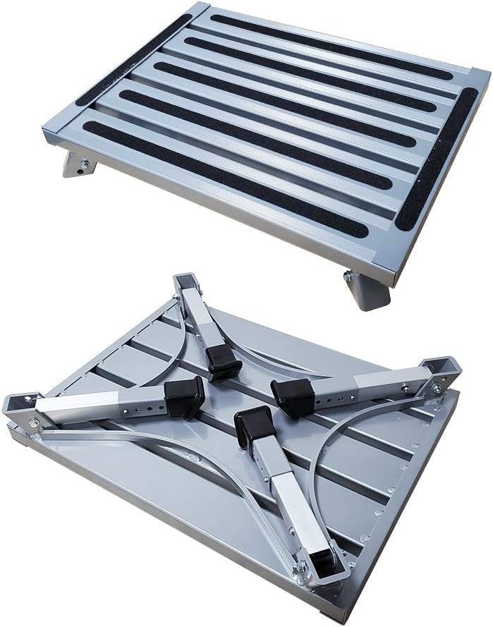 Aluminum Folding Step Stool with Reflective Stripes Non-Slip Rubber Feet H597