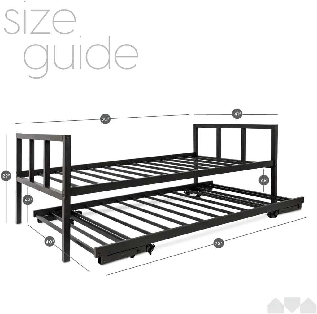 Black Metal Twin Daybed with Trundle D101905