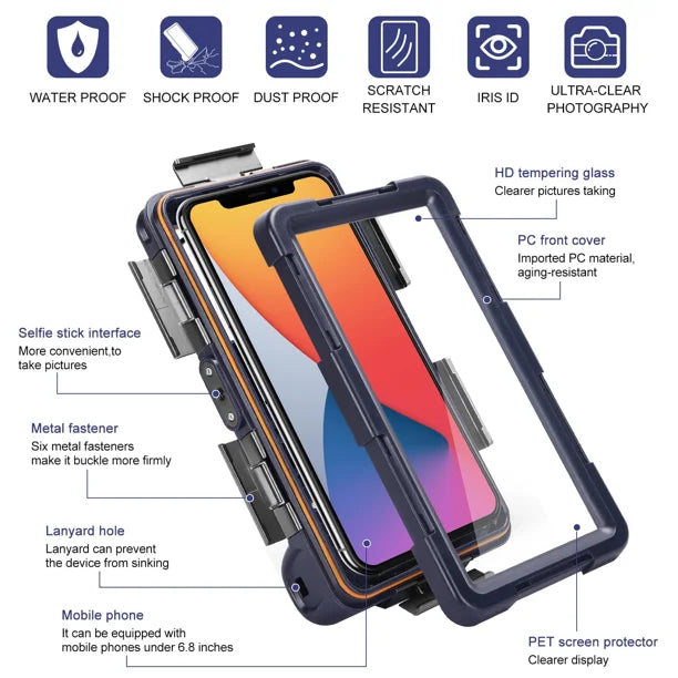 Waterproof Protective Case for Phones Up to 6.9 Inch with Lanyard X32278