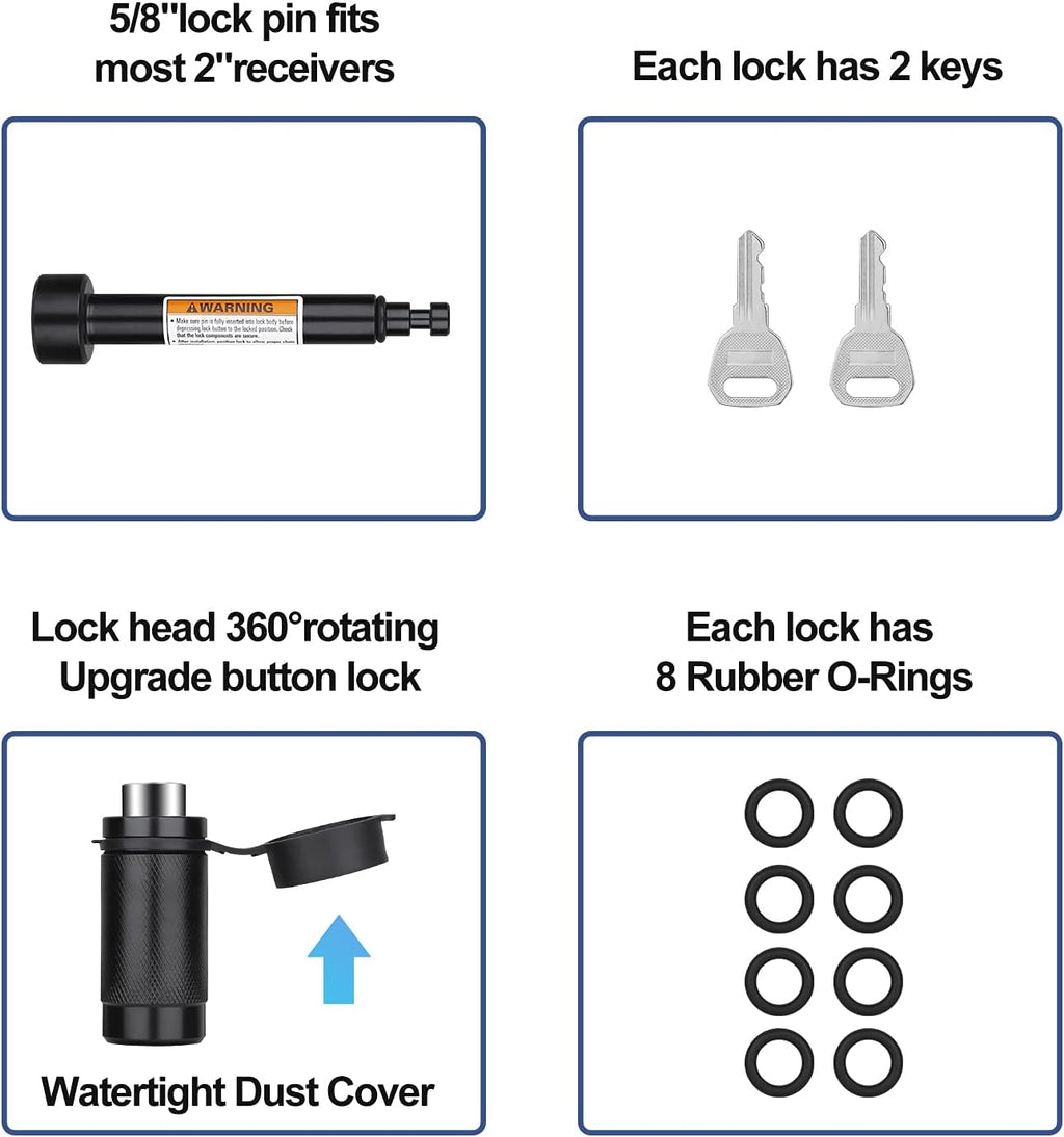 5/8'' Dia 3-1/2” Long Pin Trailer Hitch Lock 4 Pack J945