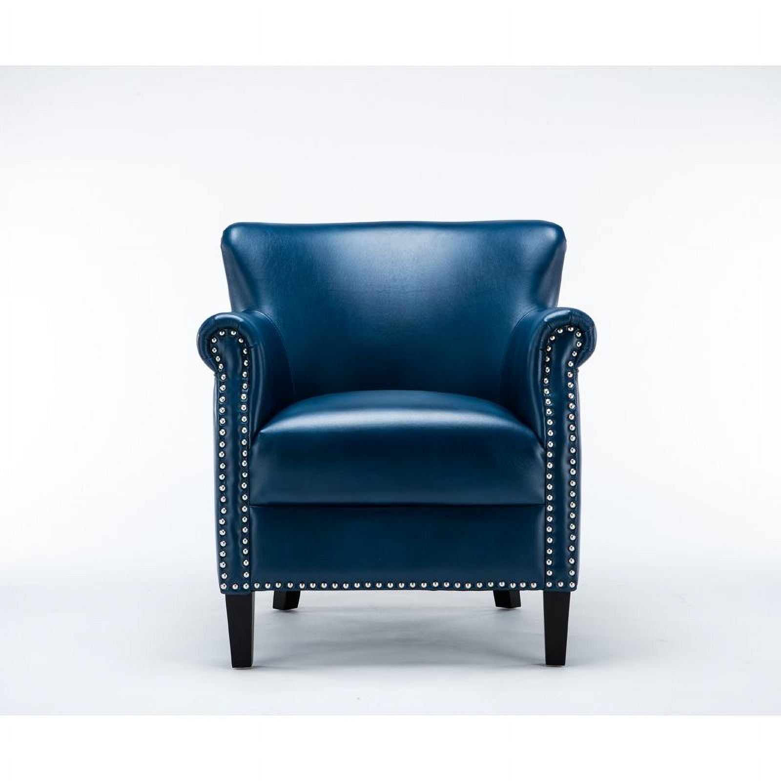 2 Piece Faux Leather Club Accent Chair Set in Navy Blue U758