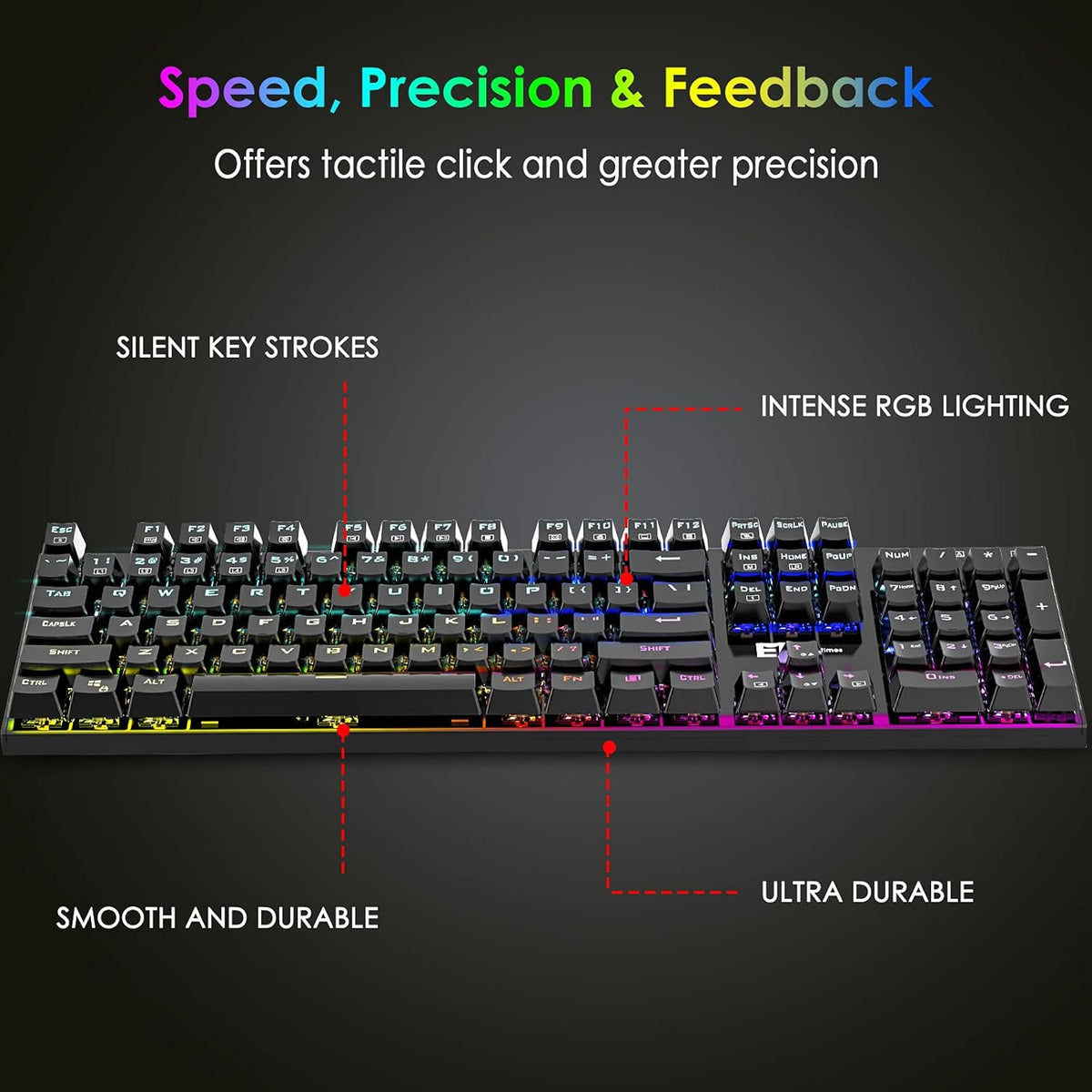 RGB Backlit 104 Keys Blue Switch Wired Mechanical Gaming Keyboard R8619