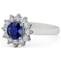 14K White Gold Blue Sapphire Diamond Engagement Ring Size 5.5 G4930