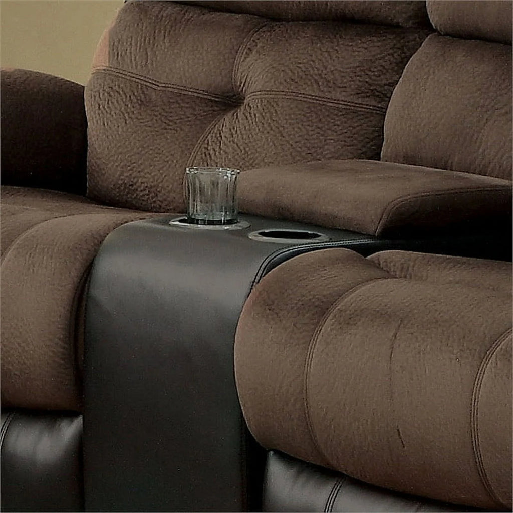Faux Leather 2-Piece Sofa Set in Brown and Black Y514515