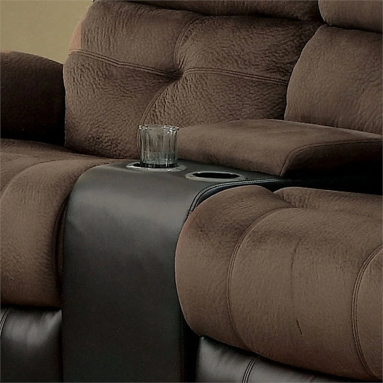 Faux Leather 2-Piece Sofa Set in Brown and Black Y514515
