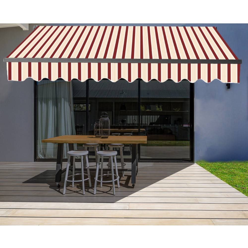 Black Frame Motorized Retractable Patio Canopy Awning 20x10 Multi Red G38316