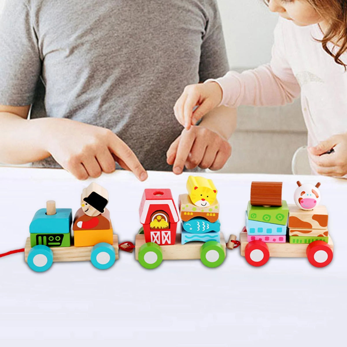 Stacking Train Toy Wooden Train Set D4658