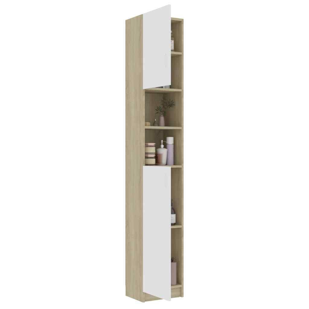 White and Sonoma Oak Bathroom Cabinet Chipboard R395770