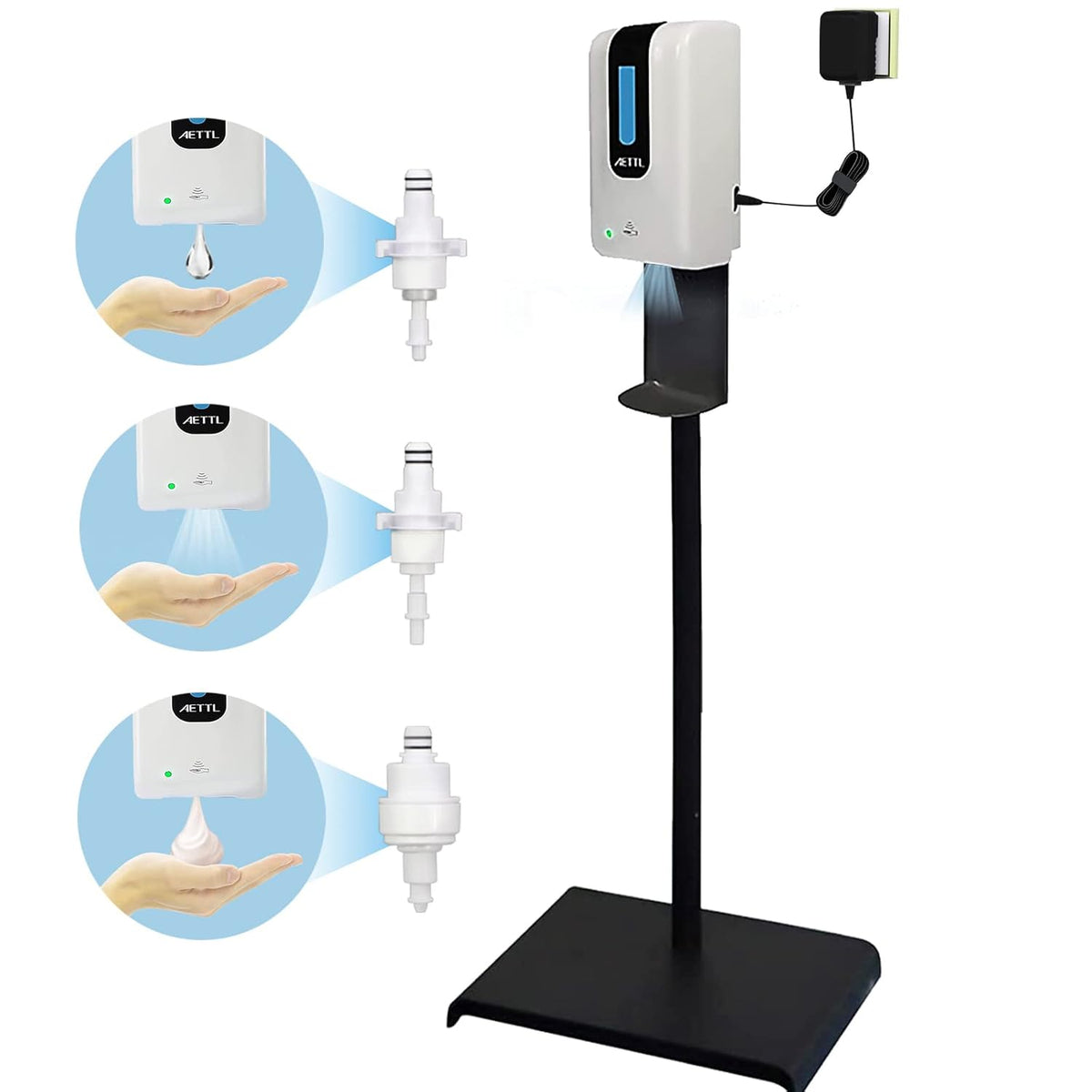 1200ml 3 in 1 Automatic Touchless Soap Dispenser Floor Stand with Drip Catcher and Adjustable Stand U17729