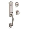 Satin Nickel Single Cylinder Handleset with Traditional Round Rose X342581