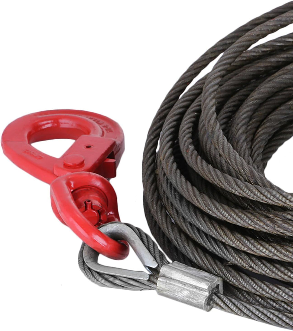 3/8" x 50' Wire Rope Winch Cable with Swivel Hook, Pack of 2 Z611451