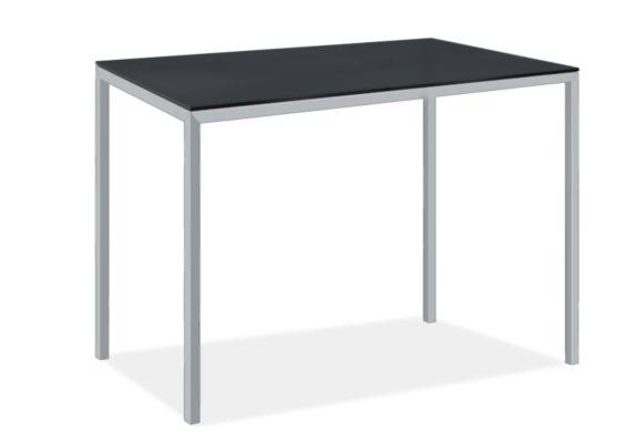 Smoke Tempered Glass Top Bar Table with Silver Base D25533