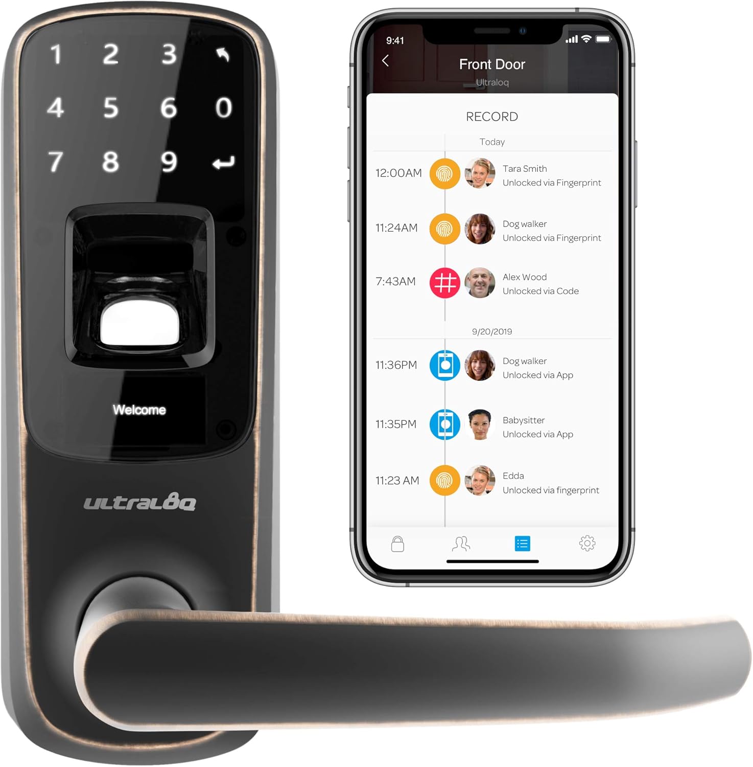 Smart Lock with WiFi, Bluetooth, Fingerprint and Touch Keypad, Satin Nickel K755