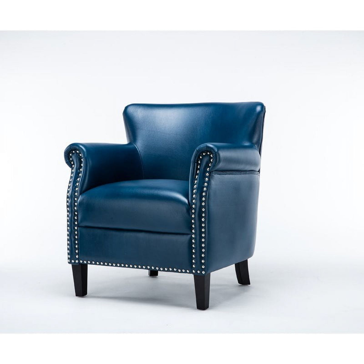 2 Piece Faux Leather Club Accent Chair Set in Navy Blue U758