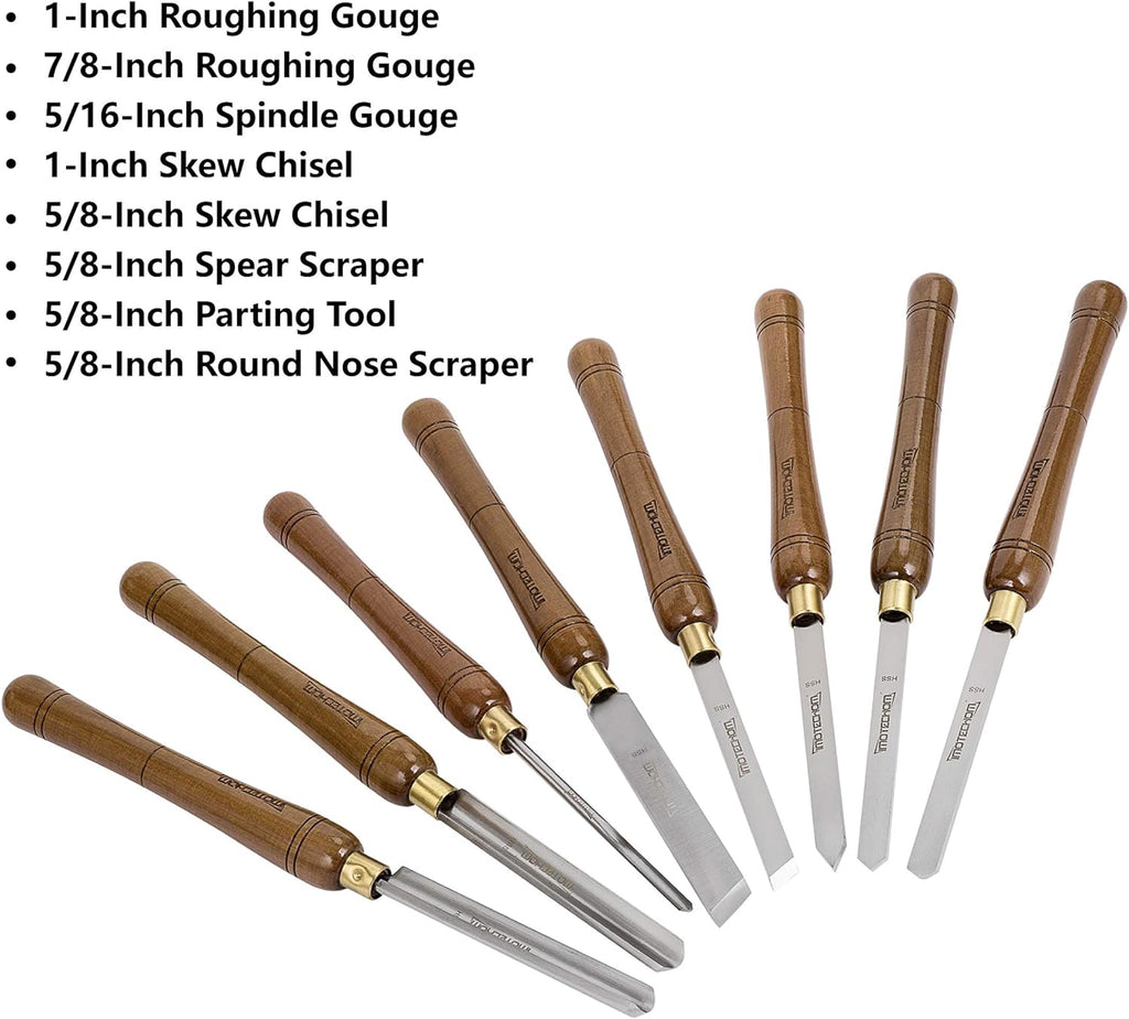 8-Pieces HSS Wood Turning Tools Lathe Chisel Set with Walnut Handle R780