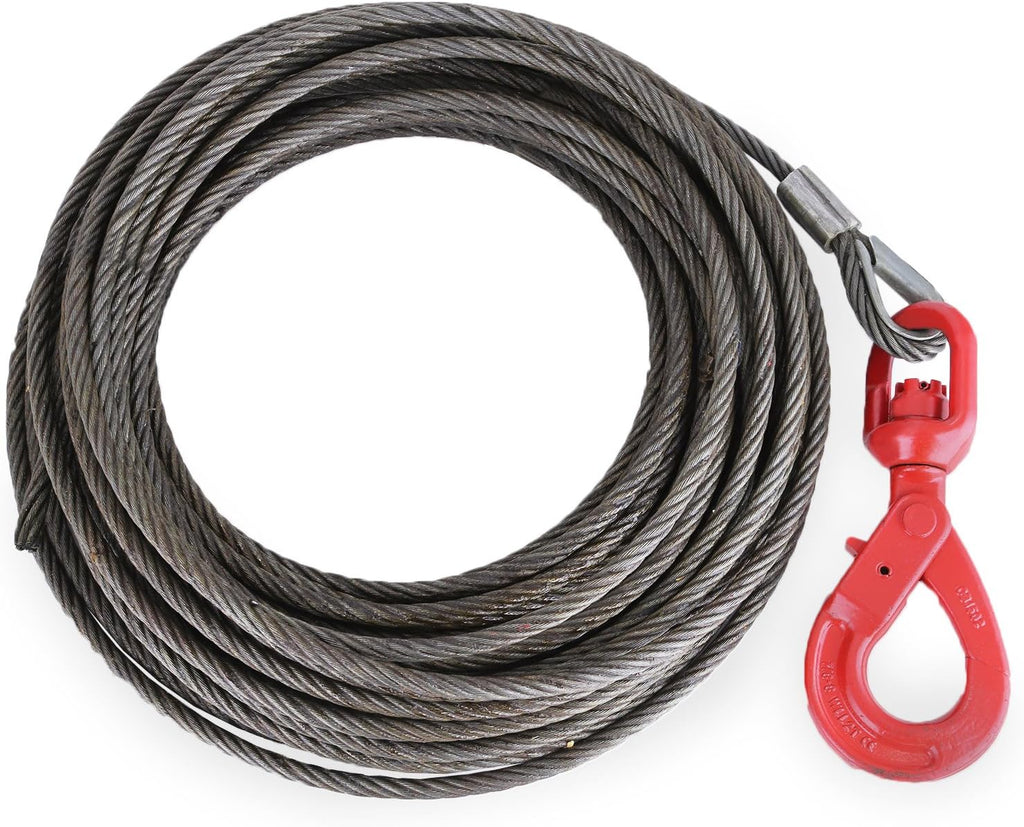 3/8" x 50' Wire Rope Winch Cable with Swivel Hook, Pack of 2 Z611451