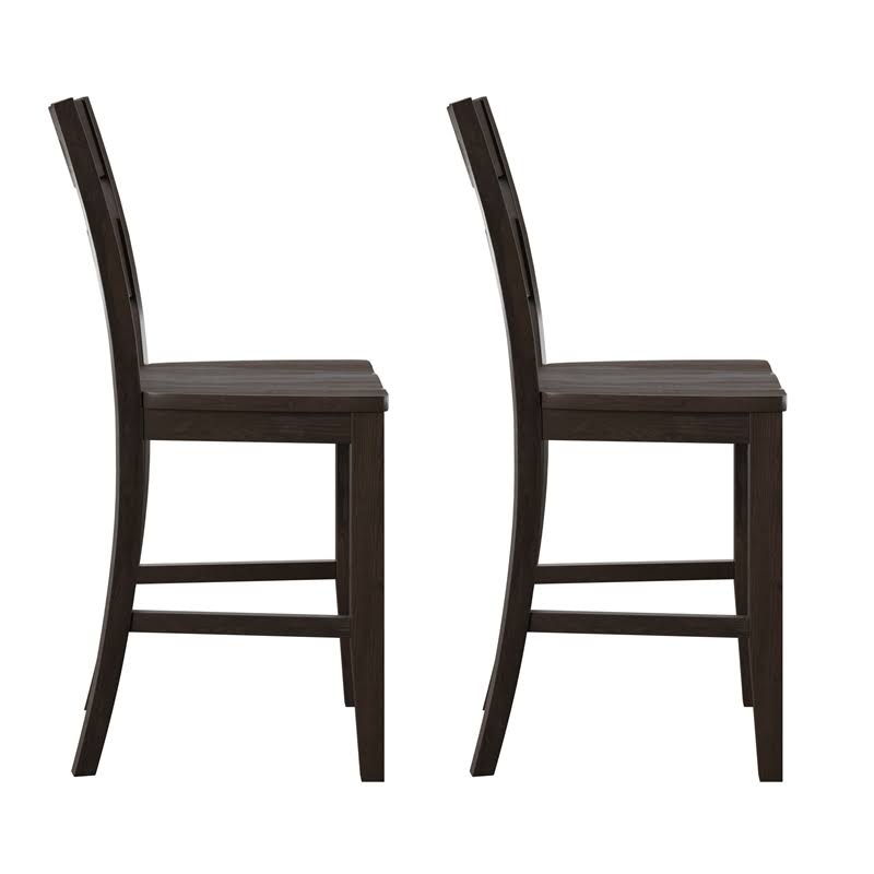 Solid Wood Bar Stool in Brown Set of Two Y87934