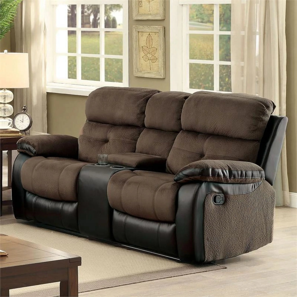 Faux Leather 2-Piece Sofa Set in Brown and Black Y514515