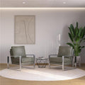Grey Leather Armchair with Silver Frame and Octagon Coffee Table G51910