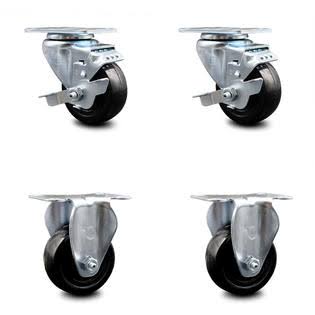 Hard Rubber Caster Set of 4 with 3.5x22 Wheels G5077