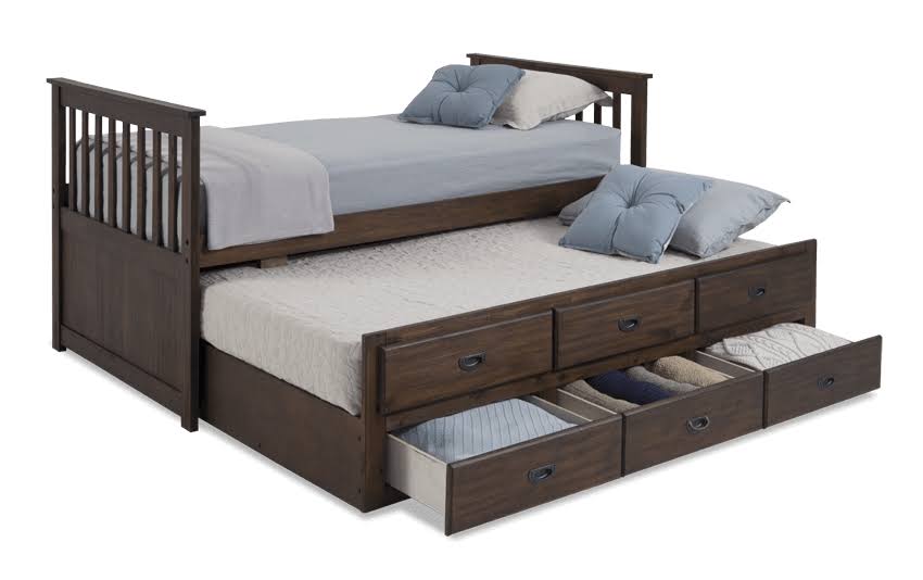 Twin Rustic Captain Bed with Trundle in Brown E797403