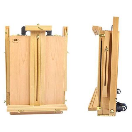 Portable Folding French Wooden Easel with Sketch Box Drawer and Rolling Casters Wheels C96648