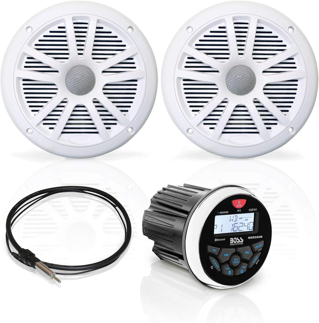 Marine Gauge Receiver and Speaker Package with 6.5 Inch Speakers C579