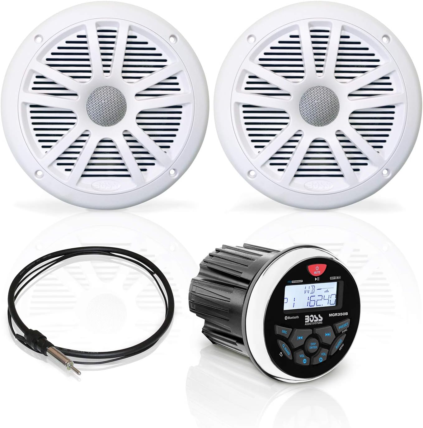 Marine Gauge Receiver and Speaker Package with 6.5 Inch Speakers C579