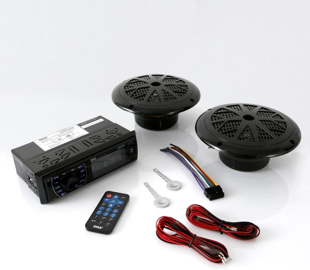 Marine Headunit Receiver Speaker Kit with Bluetooth Waterproof Speakers Pack of 2 U753175