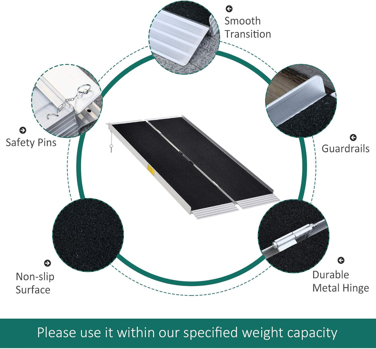 5' Portable Aluminum Wheelchair Ramp with Carrying Handle E24140