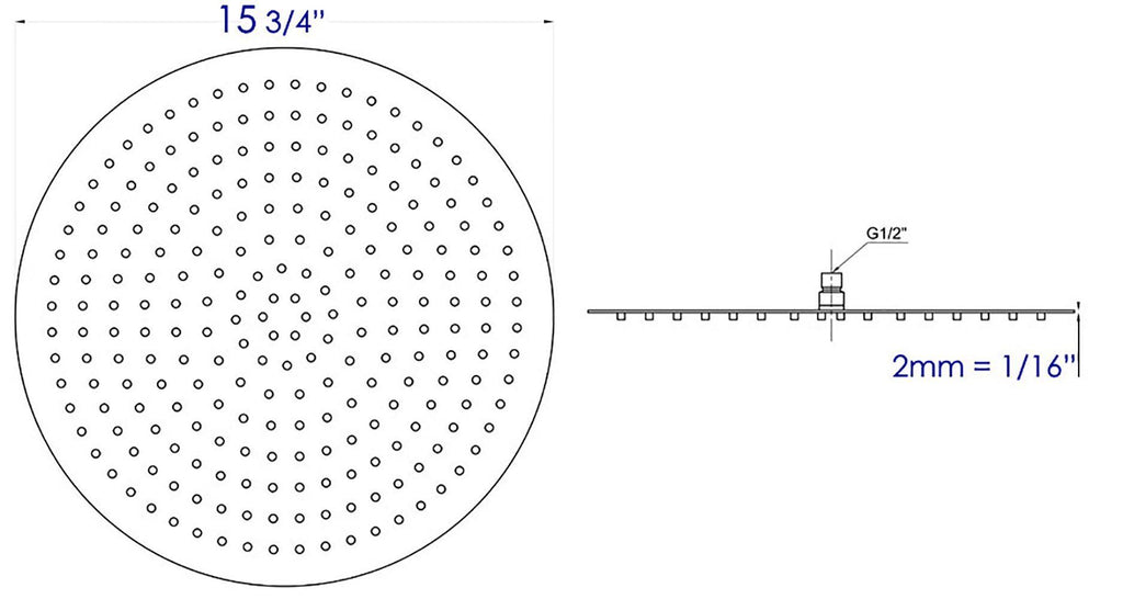 Solid Polished Stainless Steel Round Rain Shower Head H2466