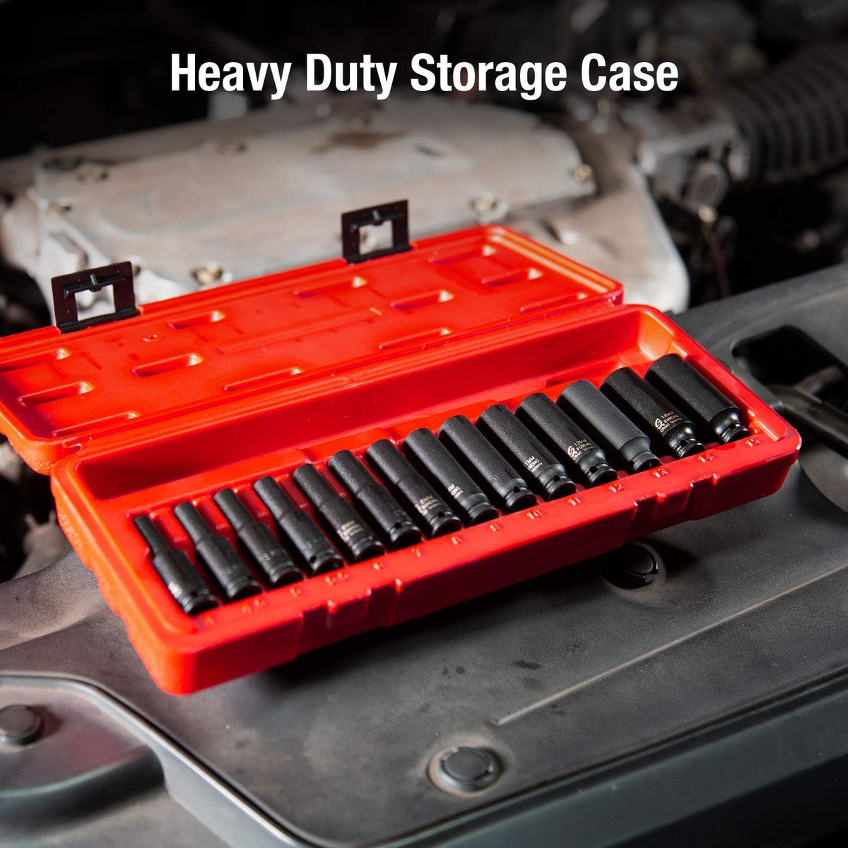 14-Piece 1/4 Inch Drive Deep Magnetic Impact Socket Set, Metric, Cr-Mo Alloy Steel M502106