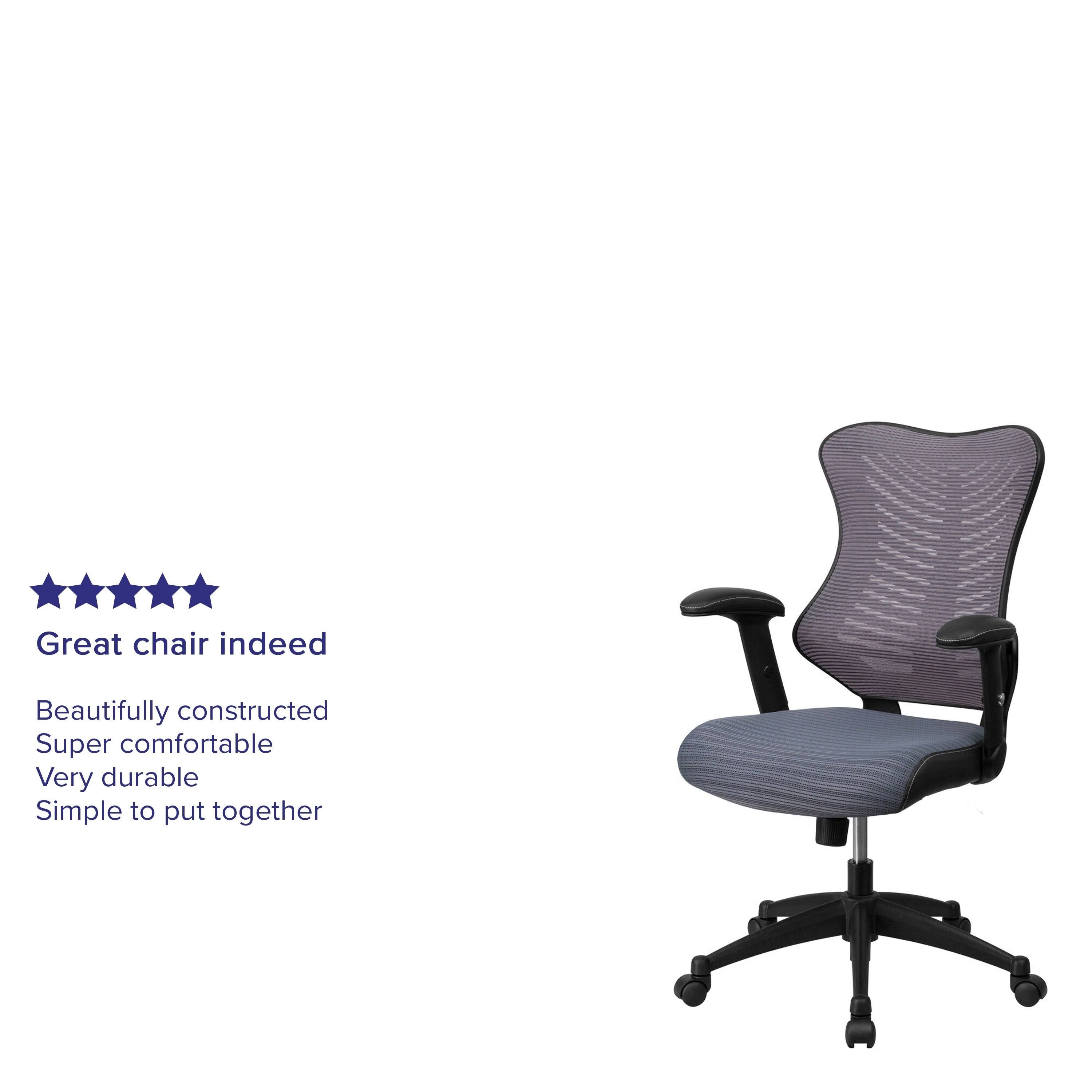 Gray Mesh Swivel Ergonomic Task Office Chair with Flip-Up Arms M397