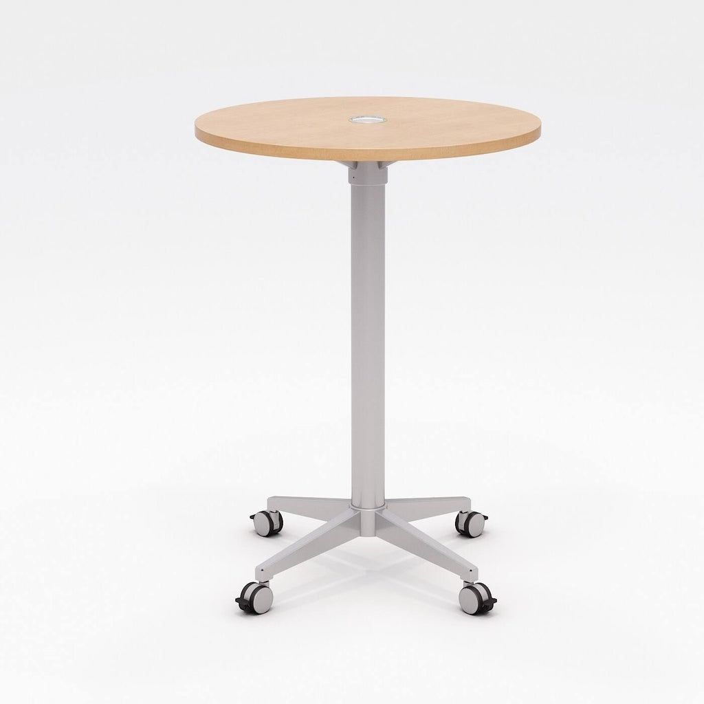 36x22 Round Teak Top Bistro Table with Casters M485