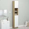 White and Sonoma Oak Bathroom Cabinet Chipboard R395770
