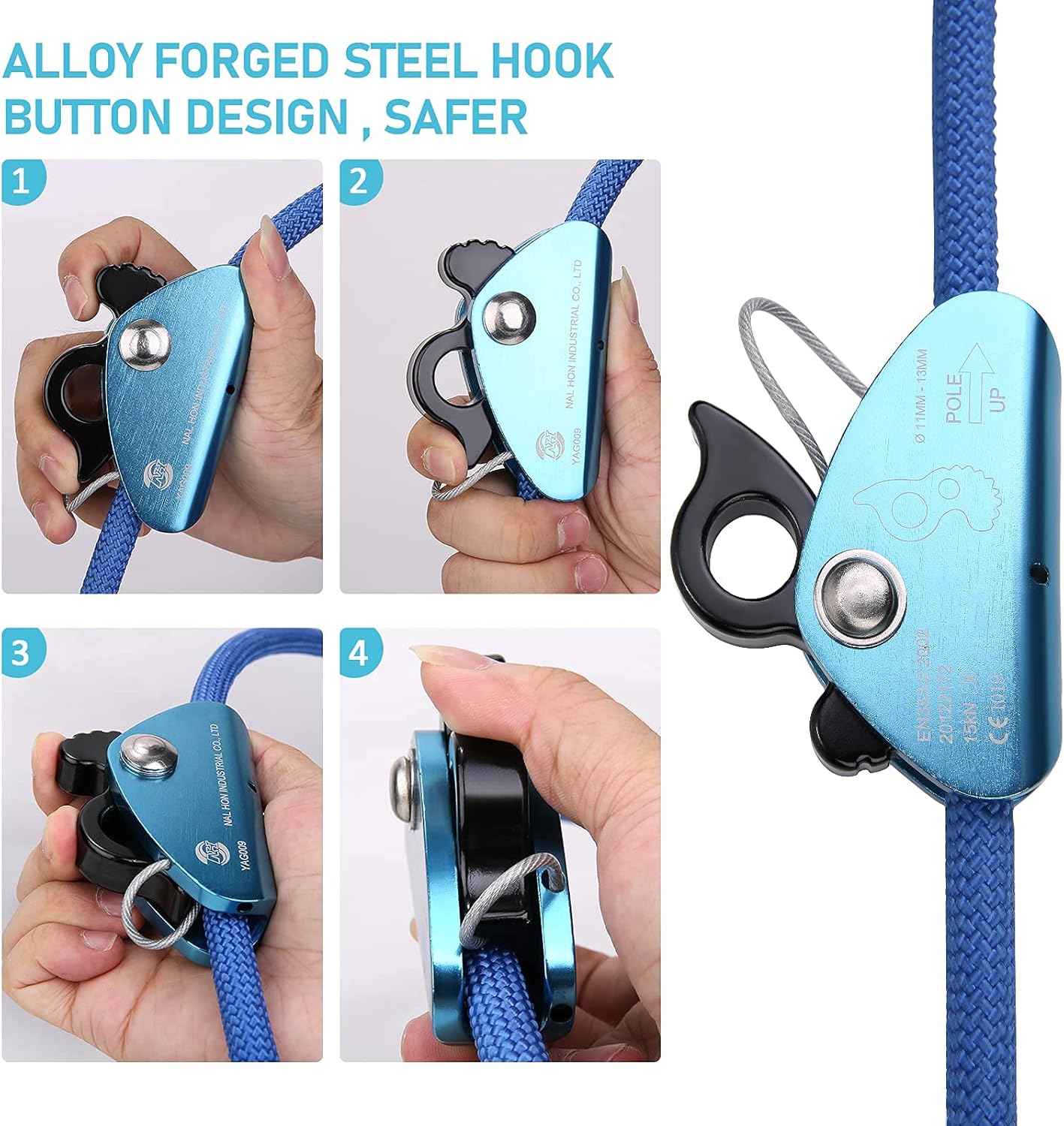 Blue Adjustable Tree Lanyard with Double Lock Carabiner, Pack of 2 F415553