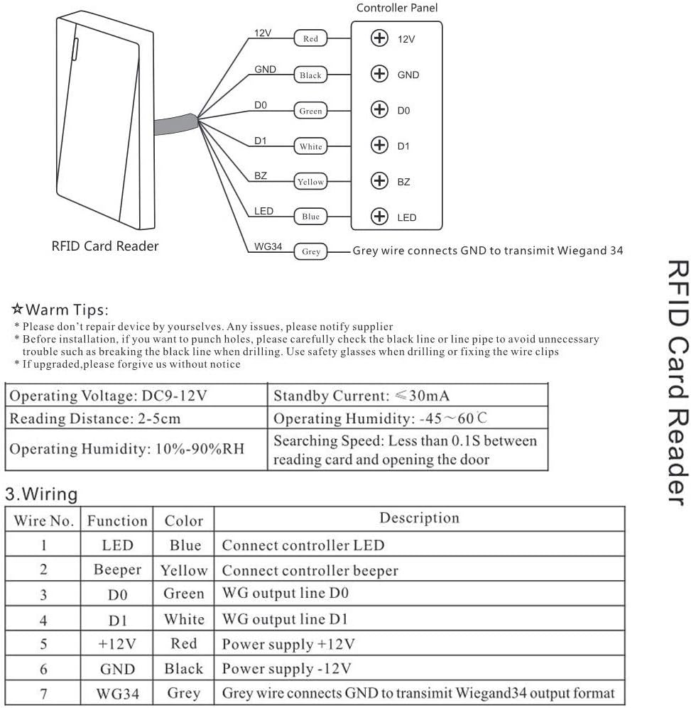 125KHZ RFID Card Reader with Wiegand 26/34 Bit Output O89280