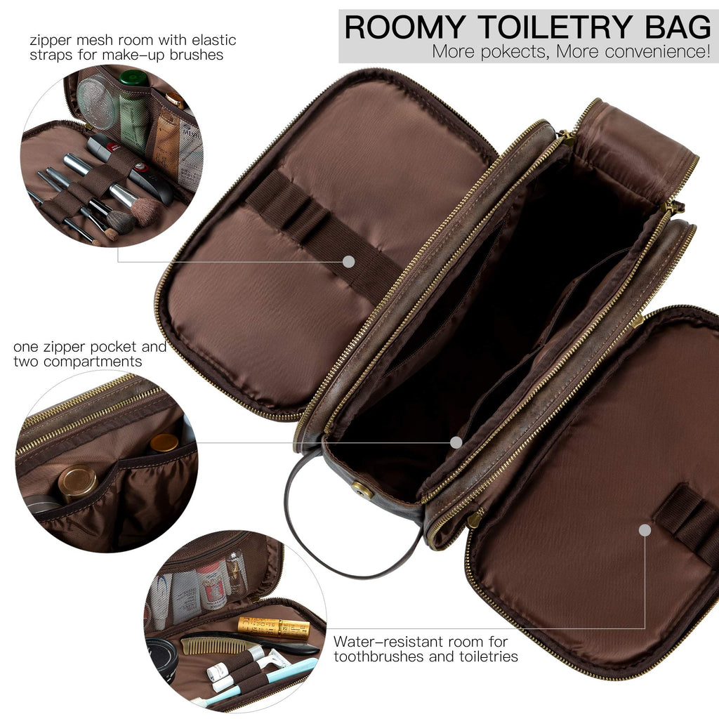 Water-Resistant Travel Dopp Kit with PU Leather Organizer S637084