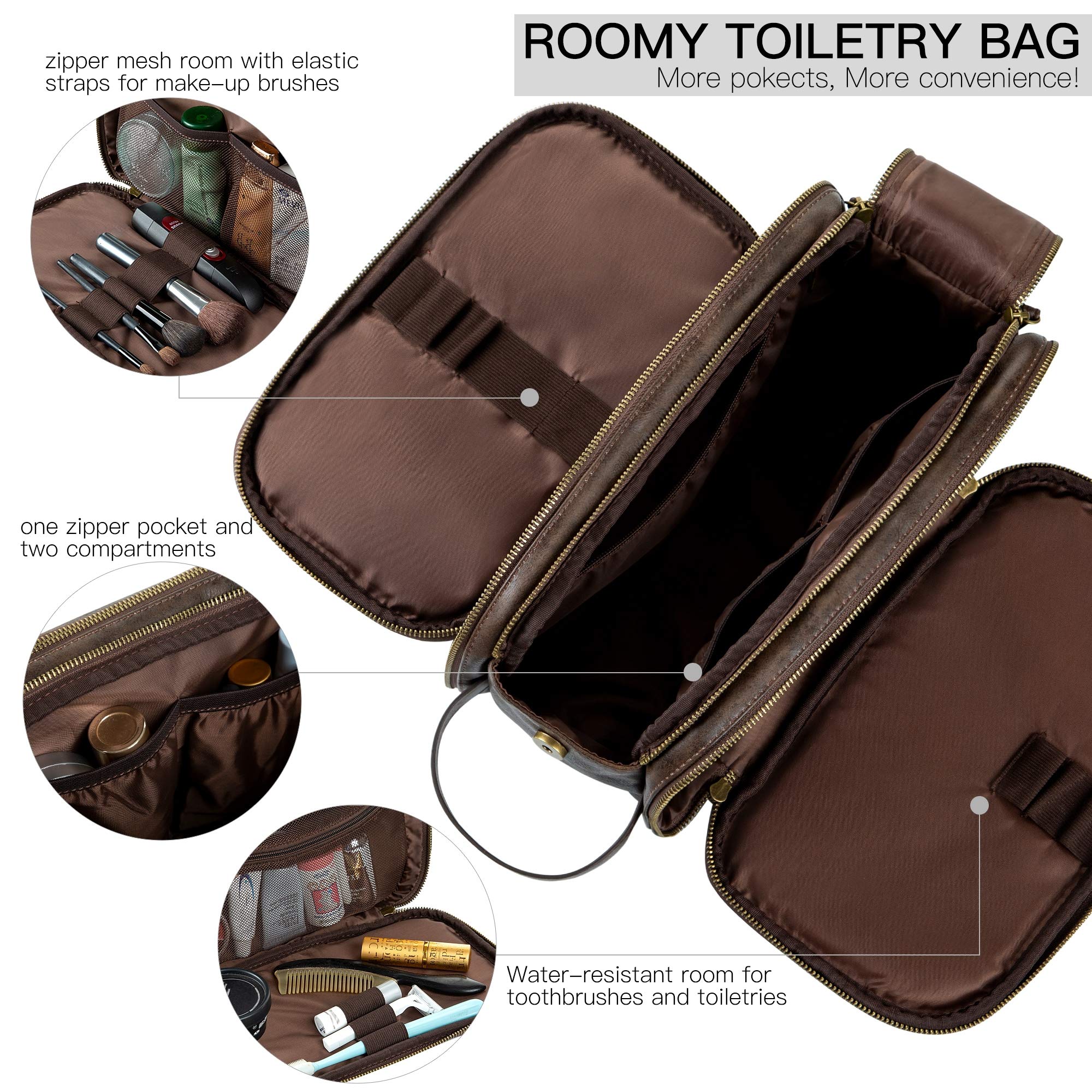 Water-Resistant Travel Dopp Kit with PU Leather Organizer S637084