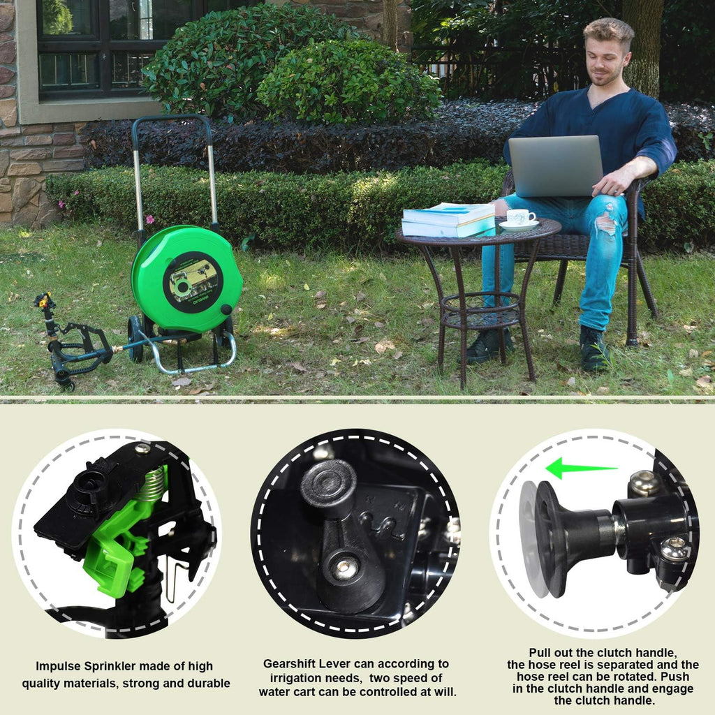 66Ft Retractable Garden Hose Reel Cart H390369